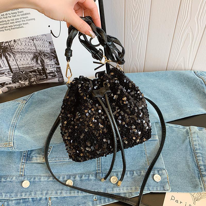

2024 Spring New Korean Style Bucket Bag Street Fashion Shoulder Bag Pu Material чёрный