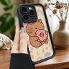 Phone Case: 2D Flat Design Suitable for iPhone 18, 17, 16, 15, 14, 13 Pro Stepped Protective Case, Hugging a Sweet Donut Capybara, Christmas and Hallo