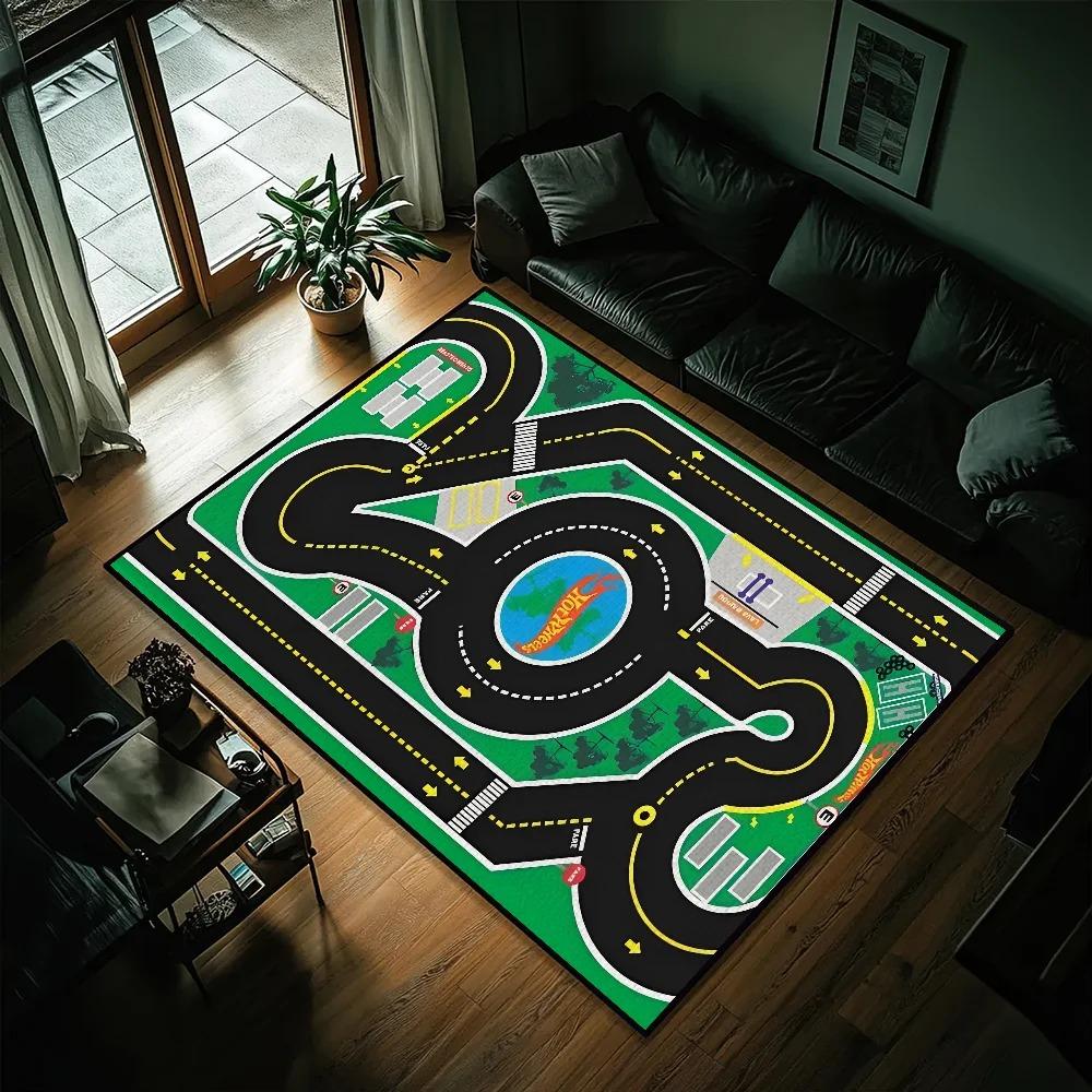 Spielteppich für Jungen und Mädchen Autobahn Stadtverkehr-Themen Kinderteppiche für Spielzeugautos Kinderteppiche für Spielzimmer Rutschfester Kinder-Spielteppich