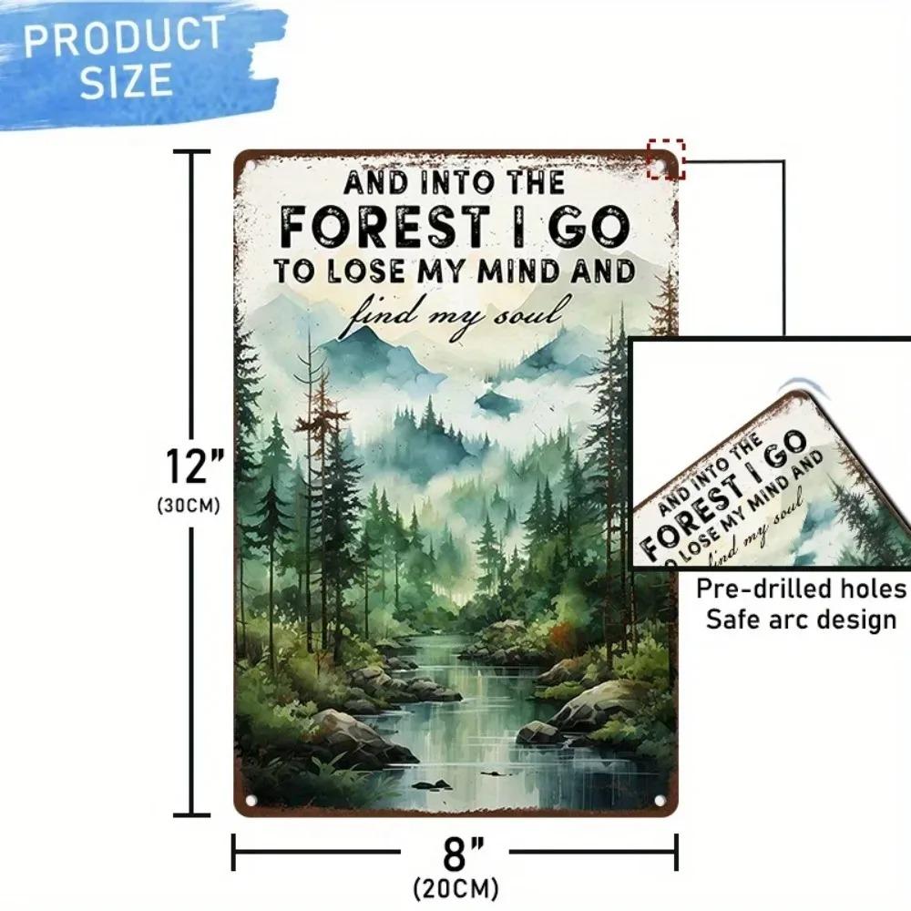 Retro Metal Hiking Sign  Vintage Forest Camping Decor Rustic Home  Trail Art