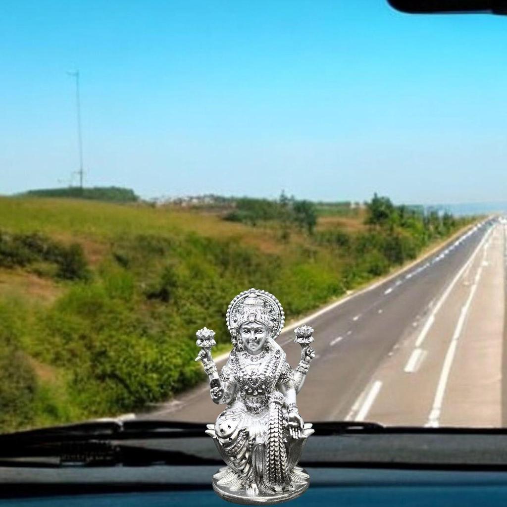 Goddess Lakshmi Laxmi Devi MATA Idol - 4.5 Inches Polystone Material Murti - Colour- Brass, Silver – Perfect Statue