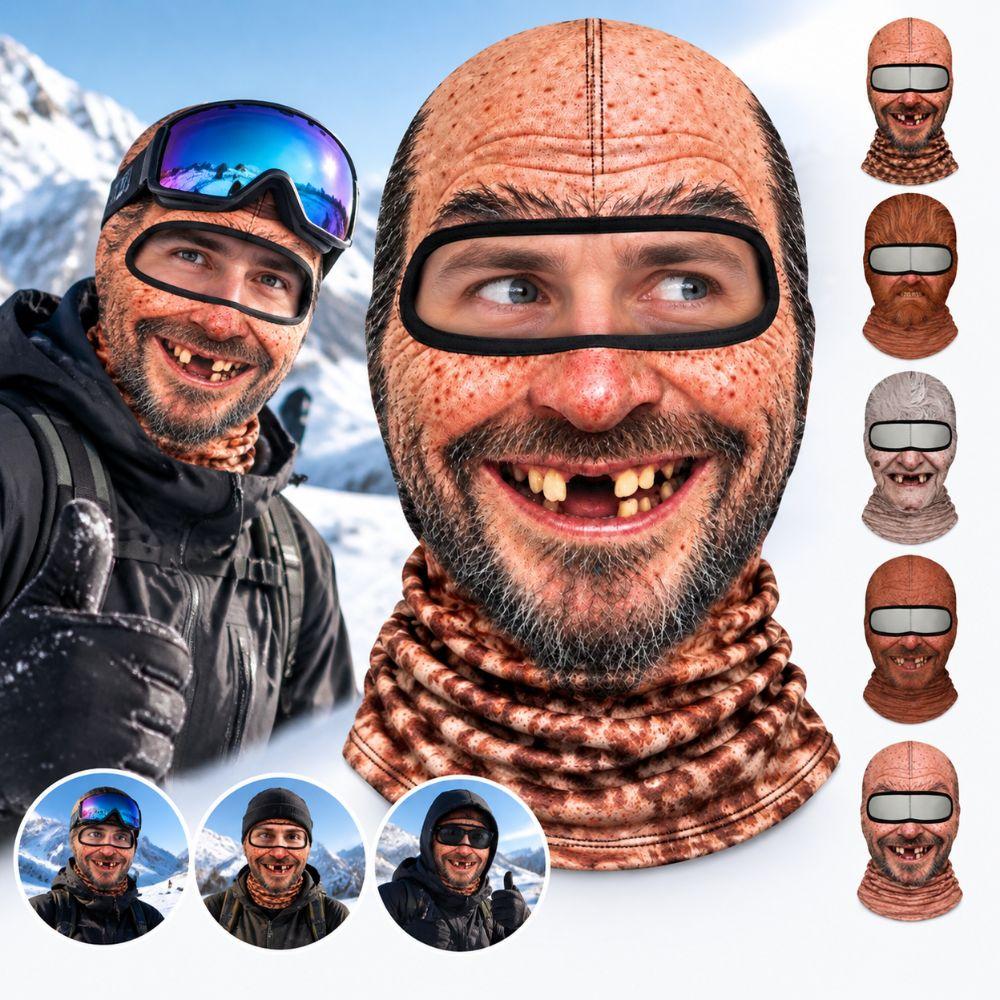 Balaklava z drukiem twarzy starego człowieka Maska na twarz Śmieszna maska narciarska Outdoor/Kolarstwo/Żarty/Impreza