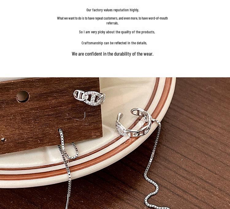 Yinruitai S925 Sterling Silver Pig Nose Tassel Earrings - Korean Celebrity Style Niche Ear Cuff Jewelry for Women.