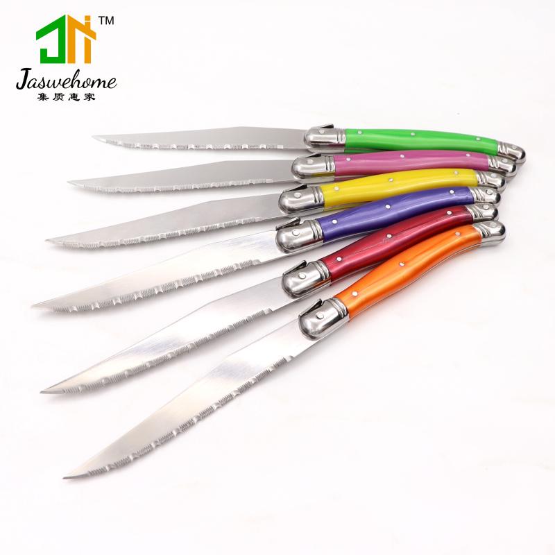 Jaswehome 6pcs Stainless Steel Laguiole Steak Knife Set Dinner Table Knife Flatware Dessert Knife Set of Knives for Dinner