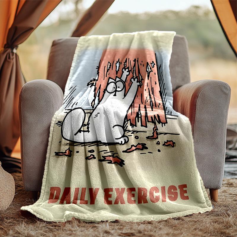 Simon's Cat Flanelldecke Weich Warm Ganzjahresdecke, Design für Camping, Autoreisen, Wandern Sofa, Bett, Büro Perfektes Geschenk für Partys