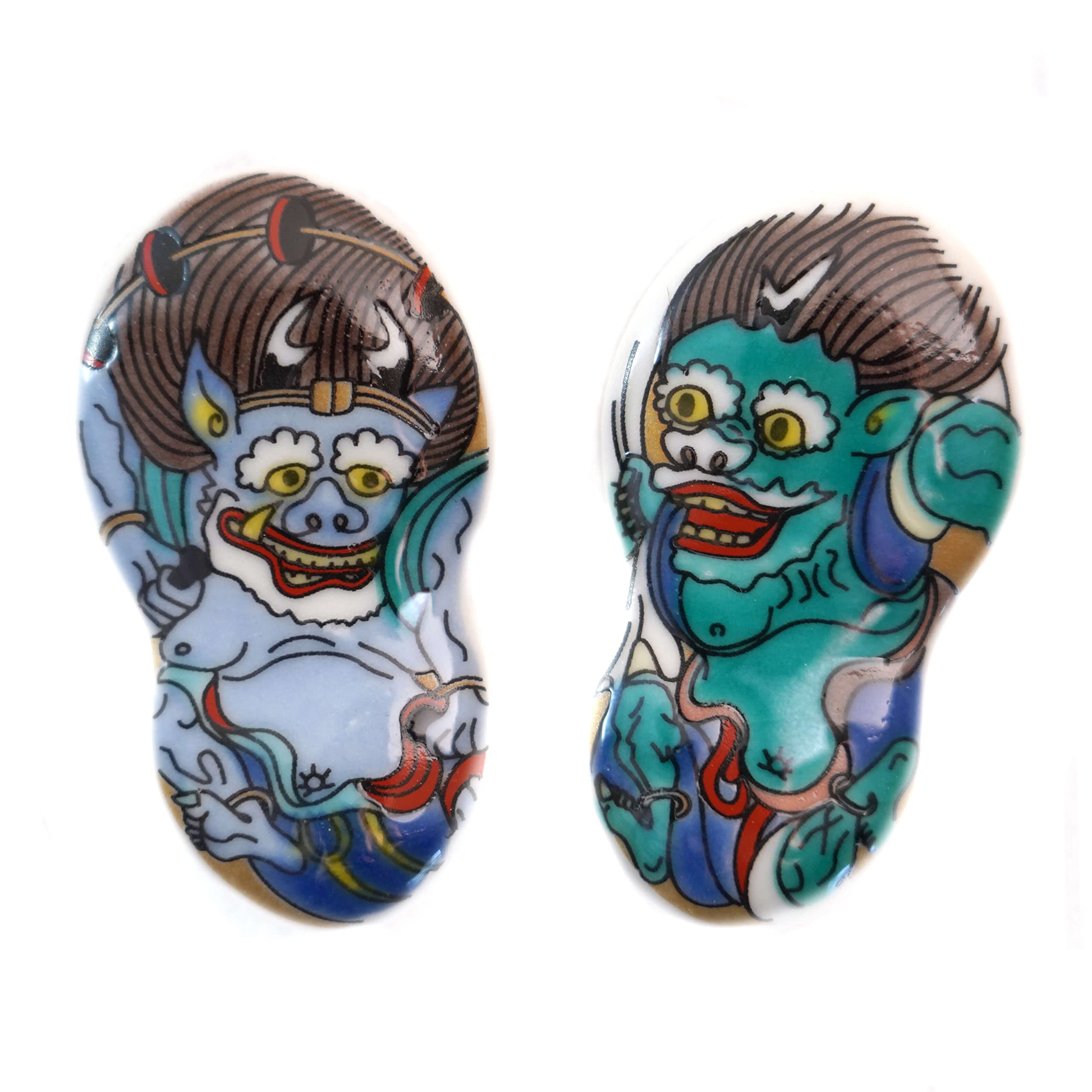 

Tubbies Chopstick Set of Kutani Ware Folding Screen Masterpieces Wind God and Thunder God Rests, 2, /