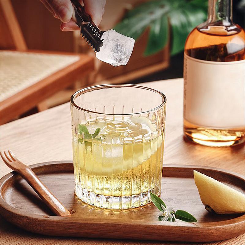 290ml/335ml Nordic Striped Glass Cup Creative Cocktail Glass Iced American Coffee Cup Latte Mocha Mugs Cafe Exquisite Glassware