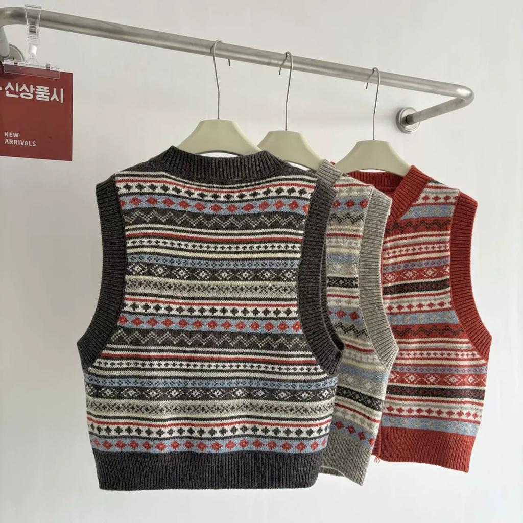 Dimanaf 2025 Winter Plus Size Autumn Short Women Sleeveless Vest Sweaters Knitting Fashion Casual Style Loose Sweater