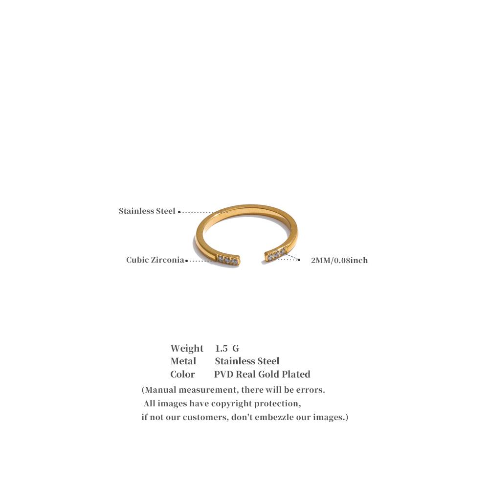 Eetit Arrivals 316L Adjustable Stainless Steel Zirconia Open Thin Ring Gold & Platinum Plated Fashion Finger Jewelry Gift