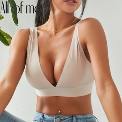 Deep V szexi fehérnemű női melltartó Női fehérnemű Varrat nélküli melltartó Hát nélküli melltartó Intim bralette női alsónadrág szexi melltartó