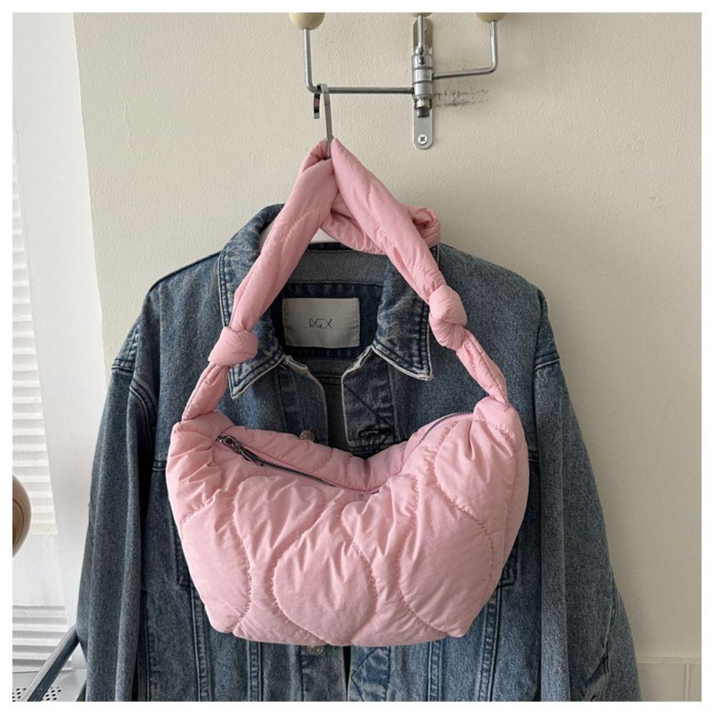 Women Fashion Large Capacity Cotton-padded Bag Puffy All Matched Underarm Bag Quilted Retro Shoulder Bag