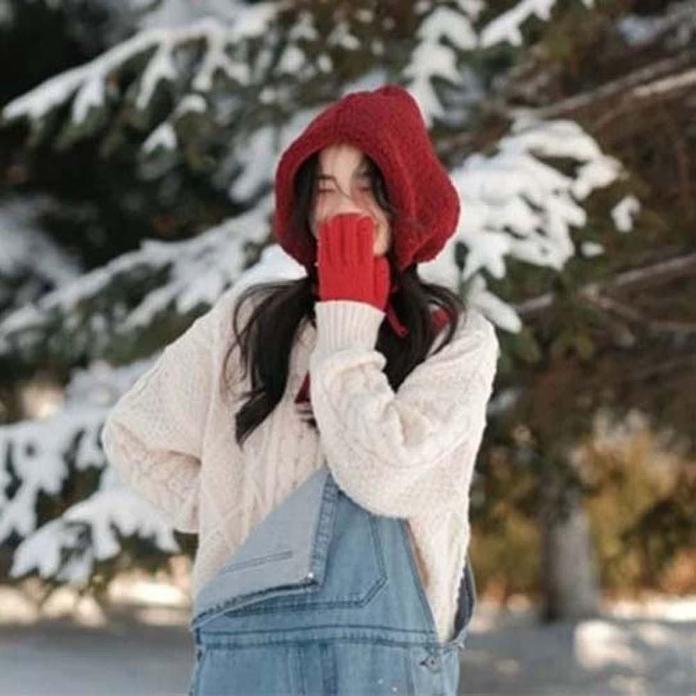 Fluffy Lambs Wool Hat Beanie Winter Plush Hat Fashion New Year Red Hat Outdoor