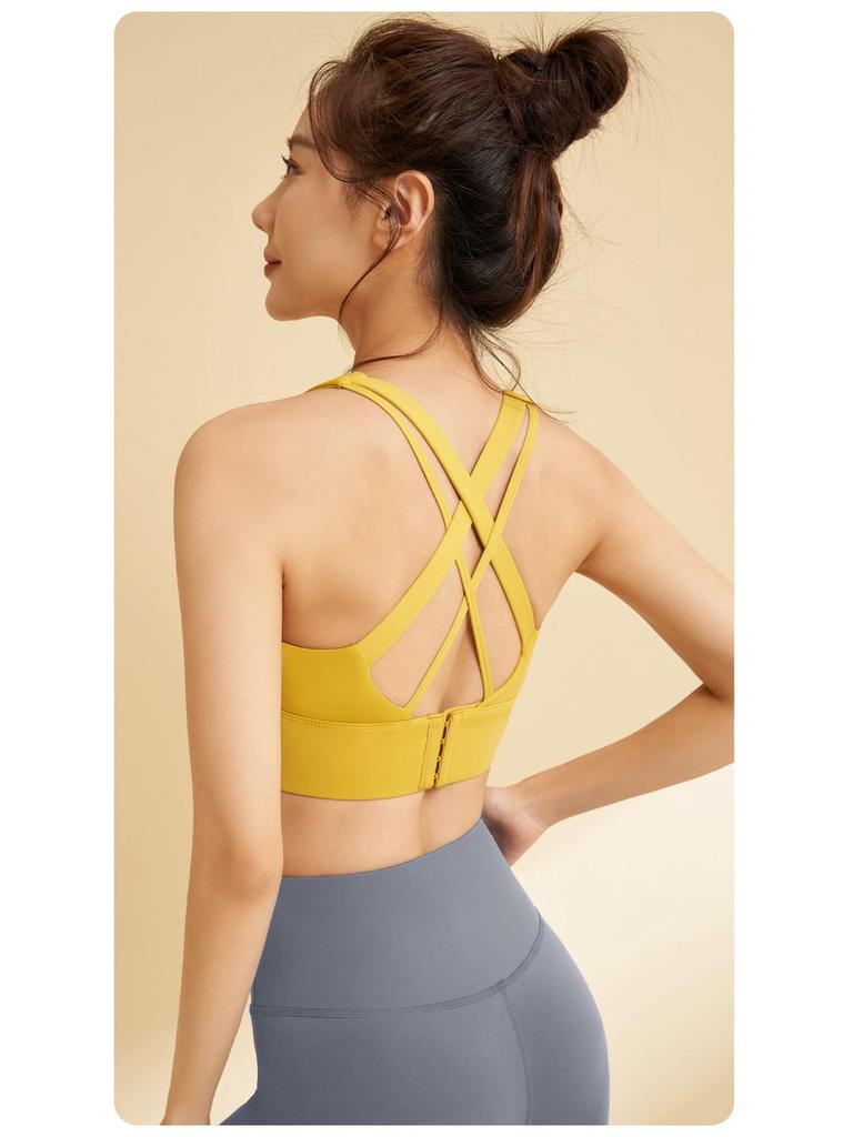 Soutien-gorge de sport antichoc haute élasticité avec coussinets amovibles et boucle pour femmes