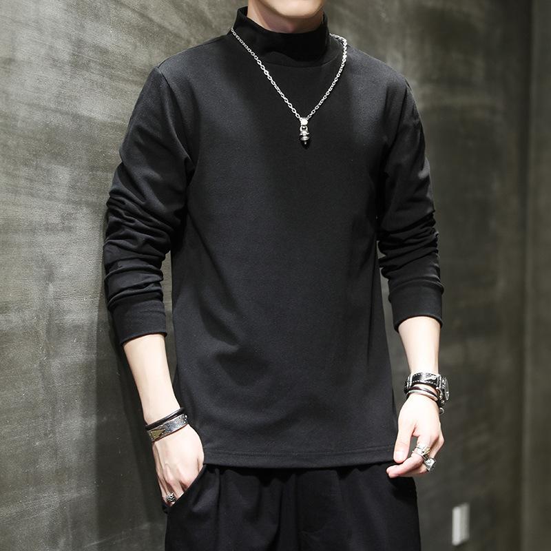 Developer Half Turtleneck Base Shirt Men's Autumn and Winter Warm Long-sleeved T-shirt Underwear Double-sided Velvet T-shirt Men's Top