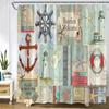 Dusk Sea Wave Beach Shower Curtains Creative Splicing Starfish Sailboat Blue Wooden Board Landscape Home Decor Bathroom Curtain