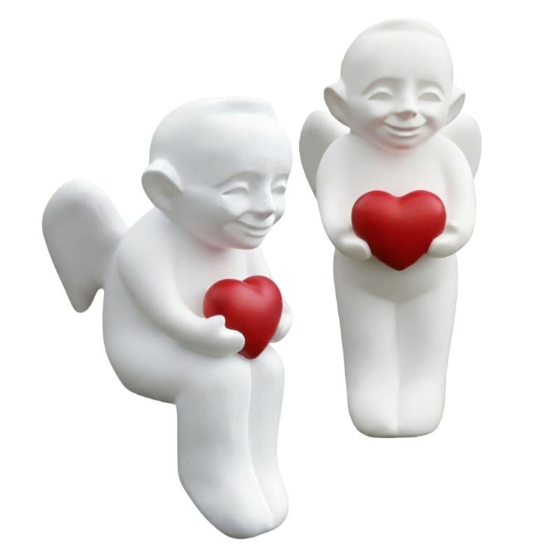 Angel Holding Heart Statue Love Expression 3D Printed Sculpture Figurine for Home and Office Tabletop Bookshelf Decors Gift