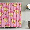 Bear Pattern Shower Curtain Waterproof Decorative Bathroom Liner For Kids Bathrooms Pink Strawberry Design
