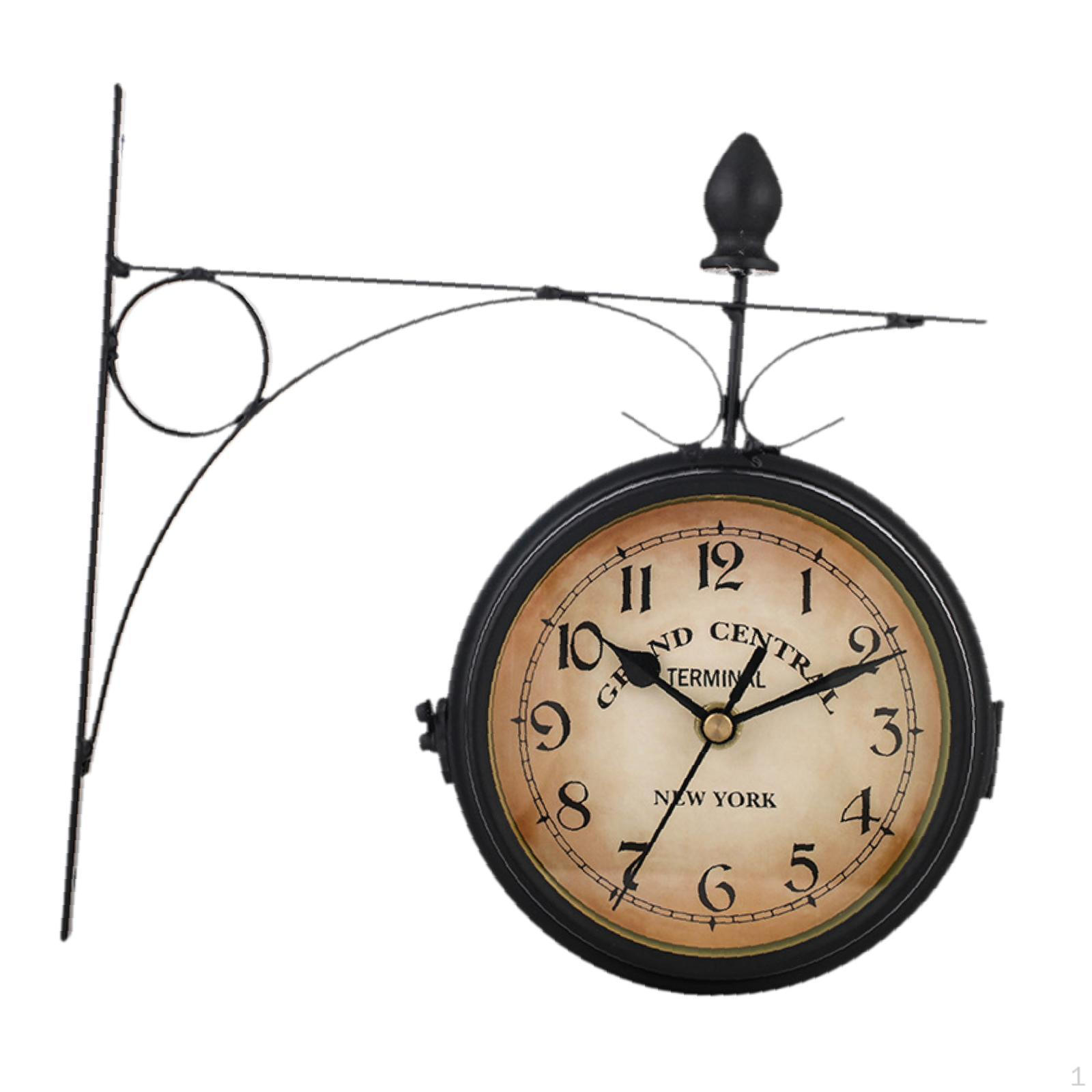 

8,58-дюймовые вращающиеся круглые железные двухсторонние настенные часы, декор в винтажном стиле для спальни и кухни