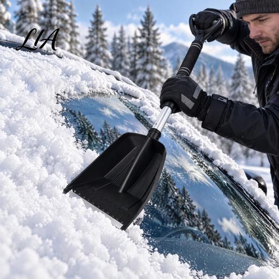 Car Ice Scraper Snow Shovel with Extendable Handle, for SUV Scratch Free Remover Truck Windshield, Scratch-Free Large Pivot Head Removal Tool