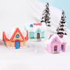 Micro Landscape Mini House Figurines Villa Model Miniature Snowcap Cottage Christmas Decorations