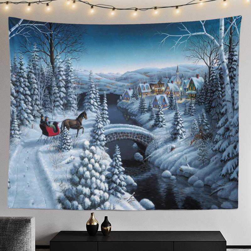 Cross-border Christmas Tree Tapestry Santa Hanging Cloth Background Cloth Digital Printing