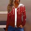 Women's Fashion Christmas Print Casual Zip-Up Long-Sleeved Hooded Jacket