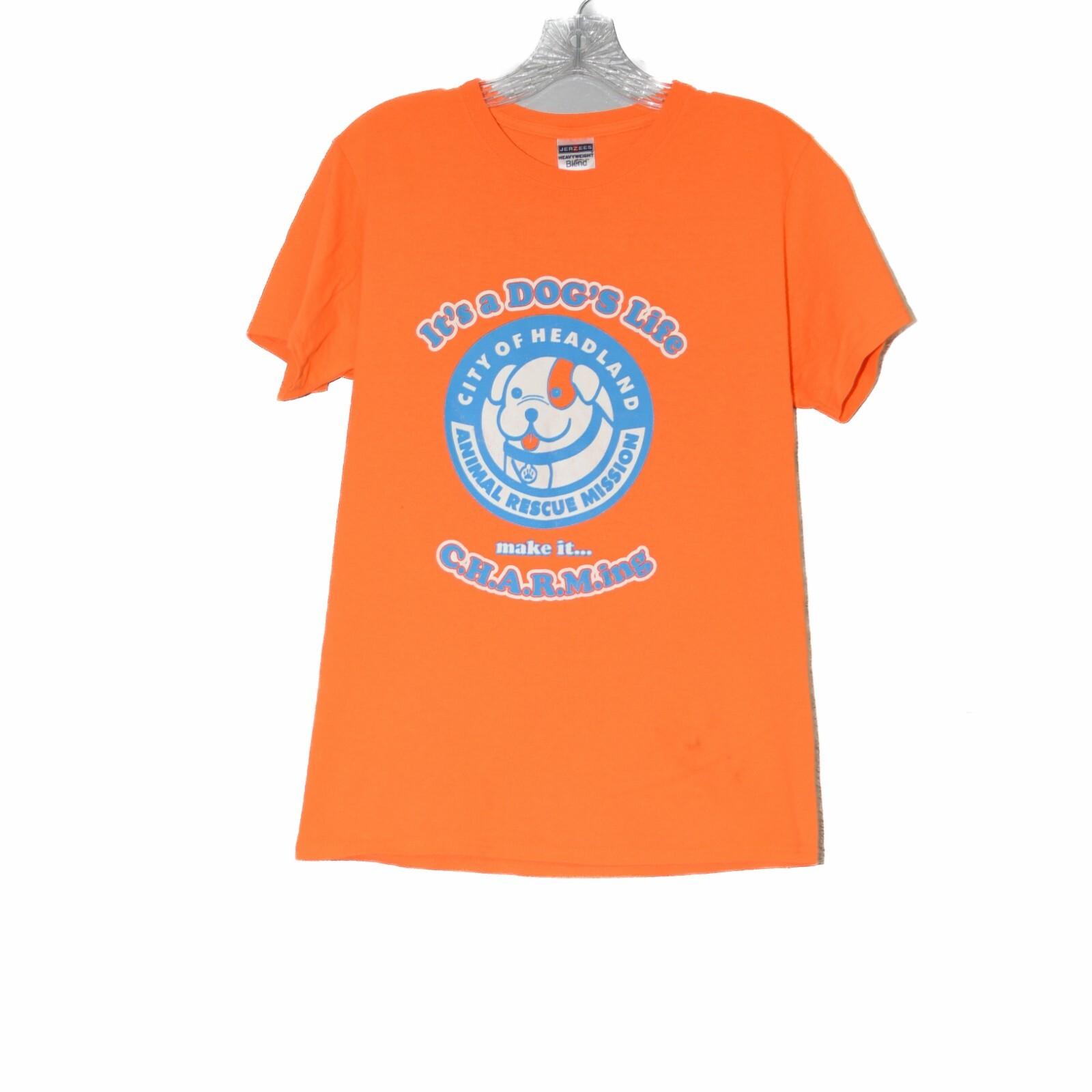 Jerzees Mens Orange T-Shirt City of Headland Animal Rescue Mission Print Size M XXXXL