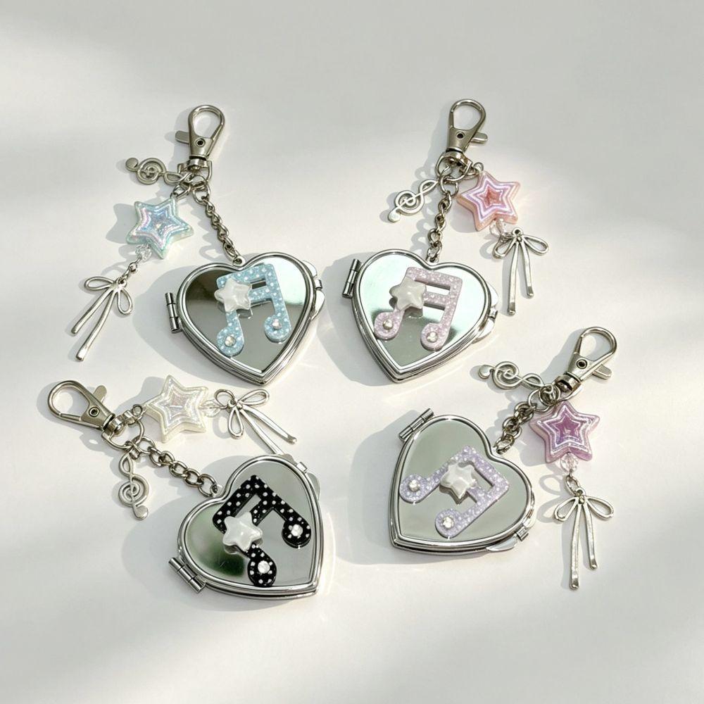Heart-Shaped Bag Charm Pendant Lightweight Makeup Mirror Accessories Bag Decoration