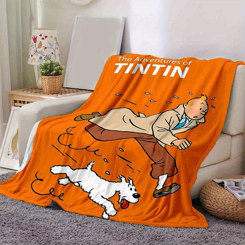 1 pezzo, Le avventure di Tintin: Un Accogliente Regalo per l'Arredamento della Casa, Camera da Letto, Soggiorno, Viaggio, Campeggio, Coperta per Auto, Spiaggia, Pisolino in Ufficio. Perfetto come Coperta da Divano