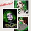 Synthetic Short Curly Bob Wavy Wig Girls Ombre Green 14" Body Wave Shoulder Length Hair Wig Halloween Cosplay Daily Party Wigs
