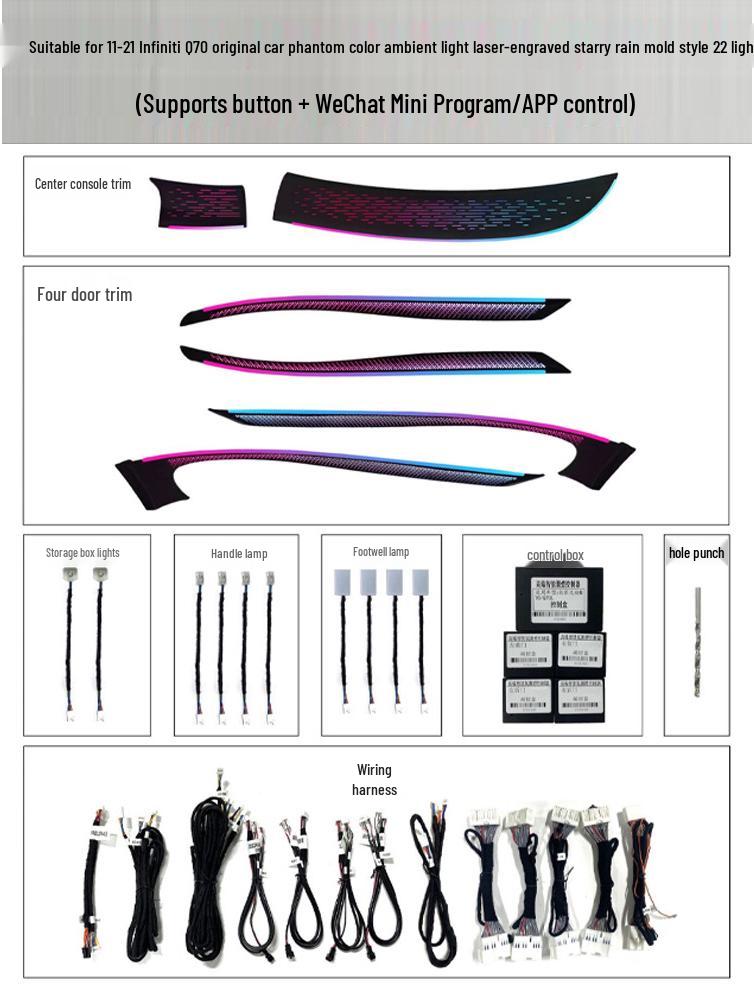 Compatible with Infiniti Q70/Q50L/QX50/QX60 Ambient Light Upgrades with Dynamic Color Effects