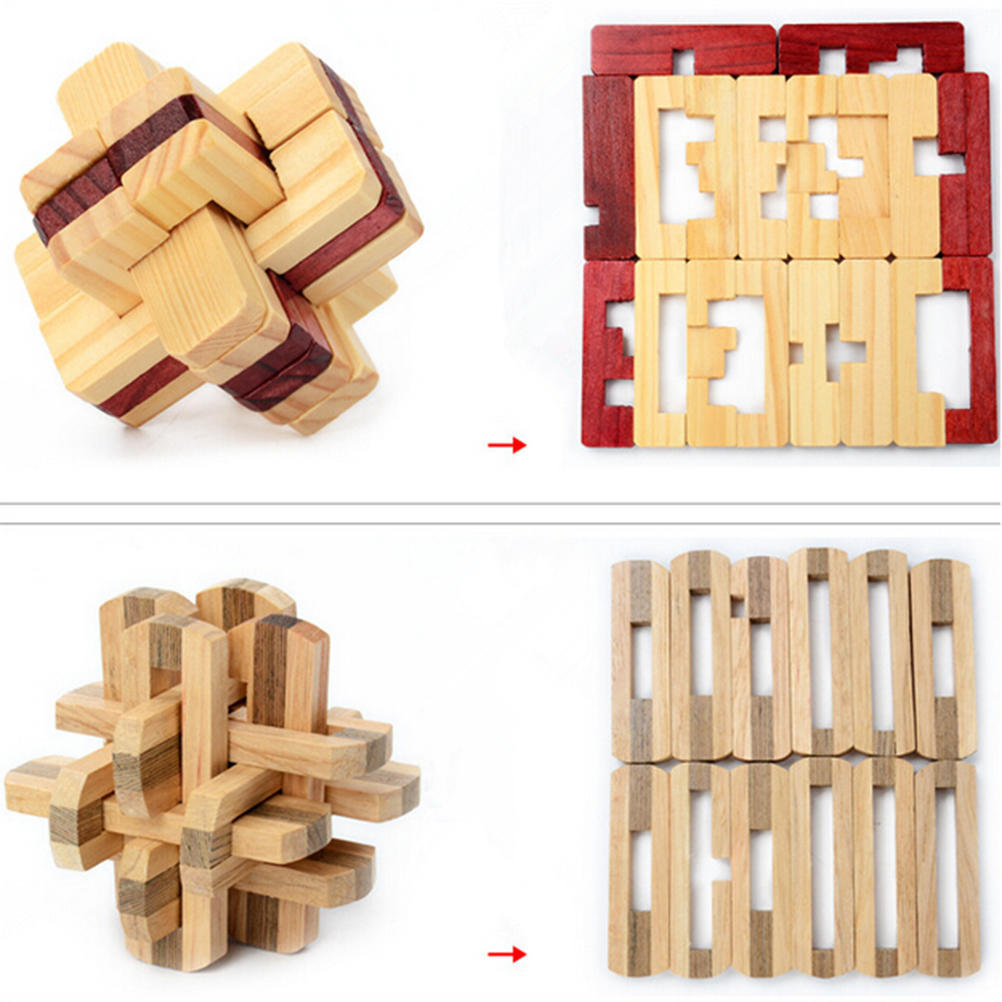 IQ Quebra-cabeça 3D de Madeira Burr de Encaixe Jogo Brinquedo para Adultos  Criança