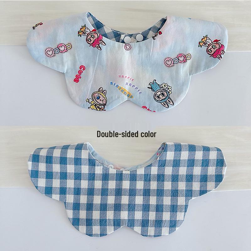 Korean Style Double-Sided Gauze Baby Drool Bib - Newborn Petal Design, Breathable