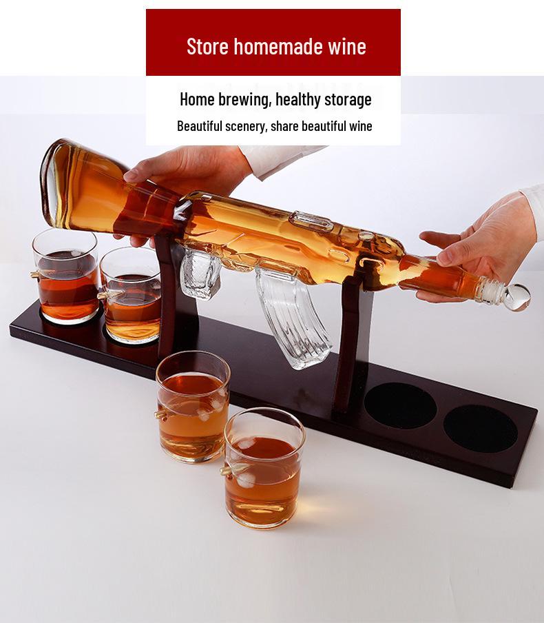 Elegant Gun Whiskey Decanter Glass Set