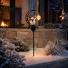 Solar Garden Decorations for Walkways Snowman Stake Light, Powered Crescent Moon Lamp, Festive Iron Lawn Stakes Warm Glow Waterproof Pathway