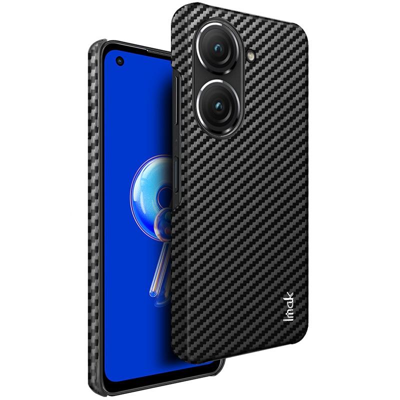 

IMAK Ruiyi Series for Asus Zenfone 9 5G Carbon Fiber Texture PU Leather Coated PC Back Case Anti-scratch Anti-drop Phone Cover A