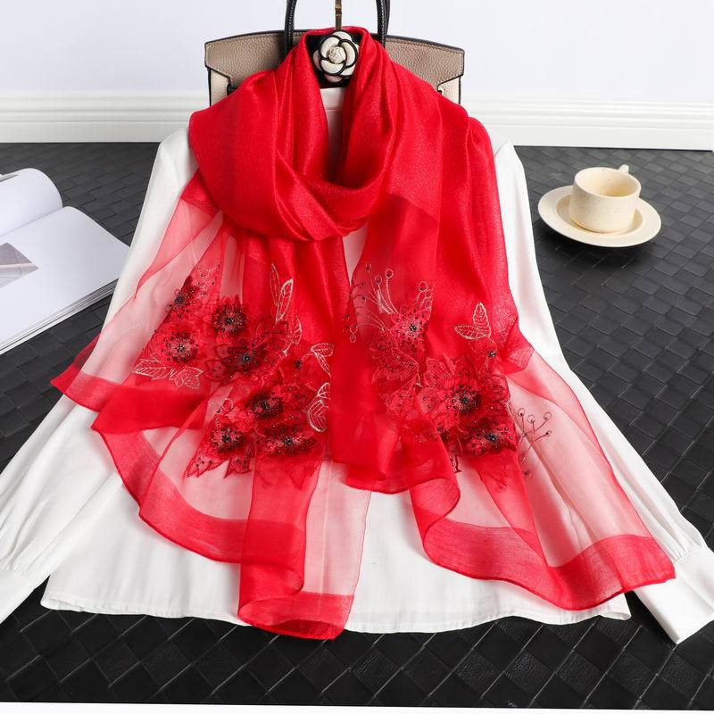 

Пляжные палантины платок женский шарф шелковый шерстяной вышитый цветочный женский тонкий новый платок буфанда хиджаб шали накидки пашмина