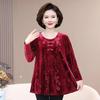 Women's Plus Size Velvet Blouse Round Neck Jacquard Loose Pullover Base Shirt Long Sleeve Velvet T-Shirt Top