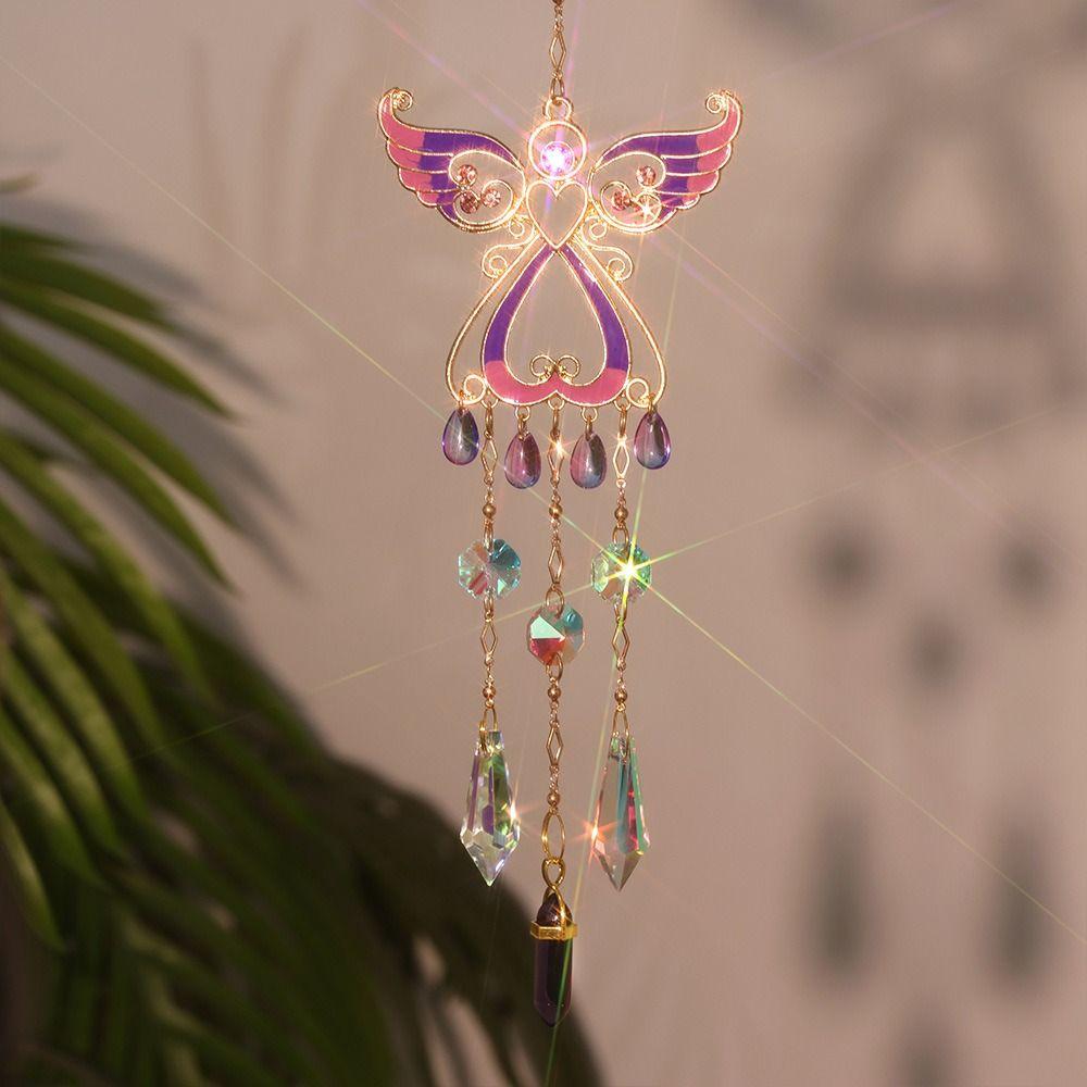 Crystal Wind Chimes Rotating Light Collection Pendant Home Decor Wind Spinner  Door