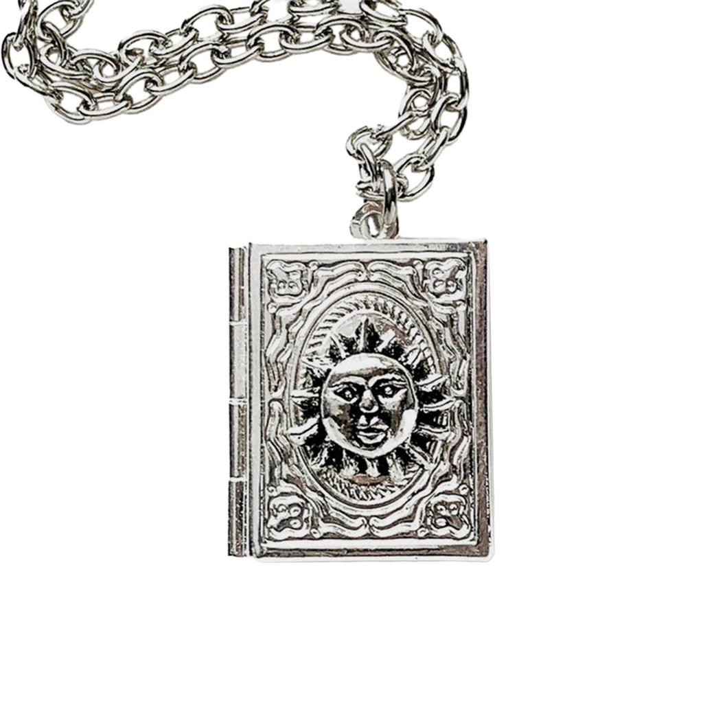 Dainty Book Locket Necklace Unique Pendant Collarbone Chain Sweater Chain Charm Vintage Neckchains Jewelry Accessory