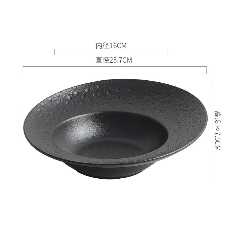 

Creative Slanted Black Ceramic Plate Home Soup Bowl Hotel Restaurant Tableware Salad Bowl Dessert Pasta Plate Kitchen Utensils