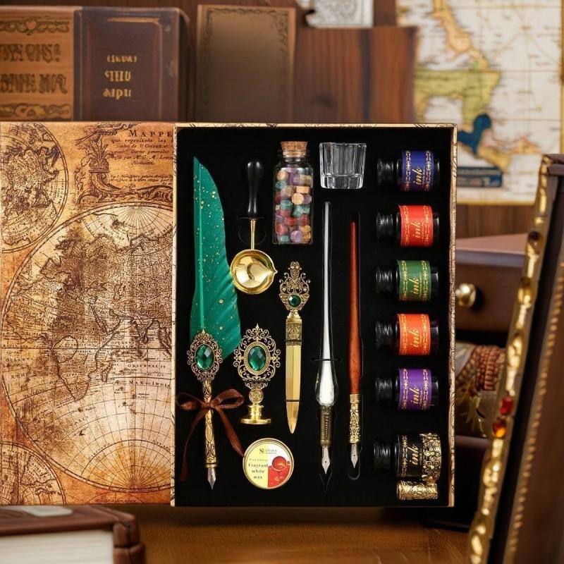 Feather Pen Magic Academy Dip Set With Wax Seal Kit Calligraphy Gift