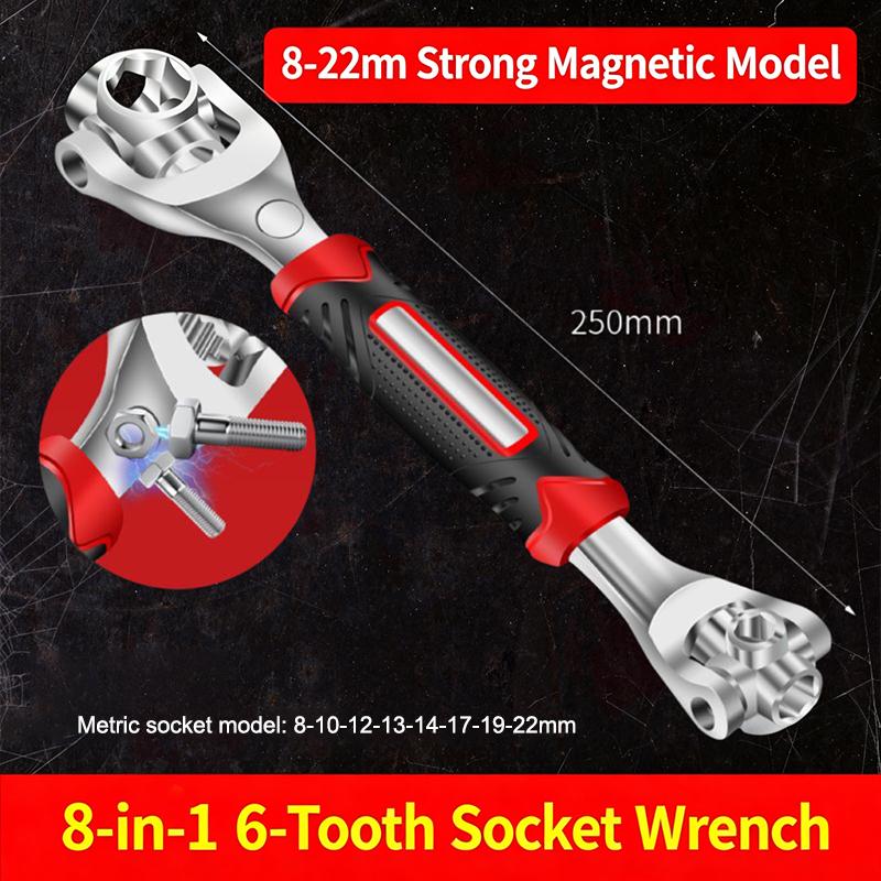 52 In 1 Multi-Functional Socket Works Universal Ratchet Wrench 360 Degree Multipurpose Non-Slip Handle Manual Tool