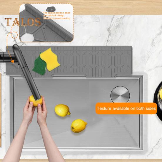 Silicone Faucet Sink Splash Guard Mat Foldable Drain Mat Non-Slip Multiple Drain Holes Adjustable Faucet Protector for Kitchens