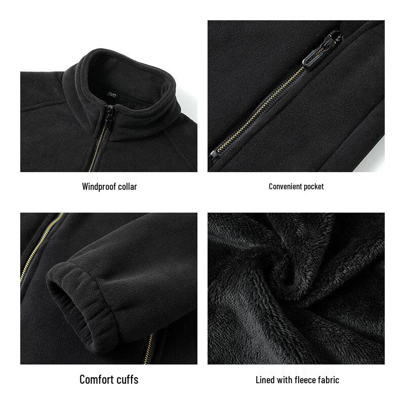 ROMON Men's Thickened Stand Collar Fleece Jacket