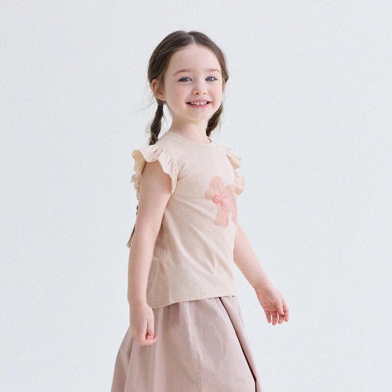 Yun er Ma Girls Summer Korean Ruffle Cartoon Vest 120