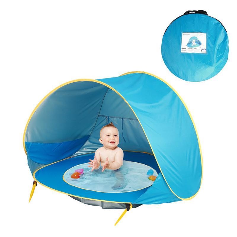 Tenda de Praia Infantil Proteção UV Casa de Brincar Piscina Tenda Pop-Up Portátil Impermeável Piscina Brinquedos de Exterior Para Crianças