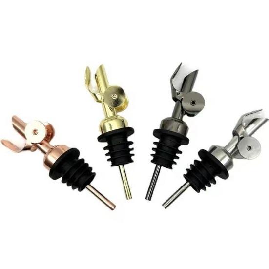 Stainless Steel Auto Wine Pourer Coffee Syrup Dispenser Gravity Flipping Dust Lid Olive Oil Liquor Bottles Metal Pour Spout