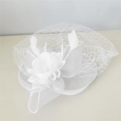 Vintage Style Fascinator Hat Exquisite Elegant Sweet Bow Headband Fancy Flower Feather Mesh Veil Hat Bridal Wedding