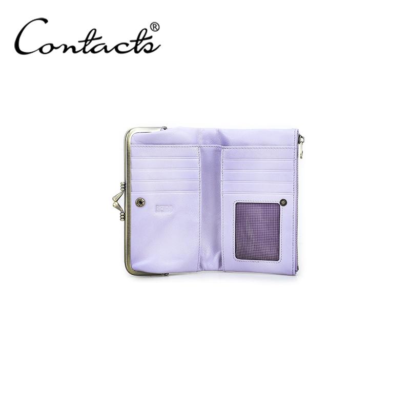 

CONTACT S Модный длинный кошелек из натуральной кожи для женщин, красочный карман для монет, отделение для фото, мягкий женский кошелек фиолетовый